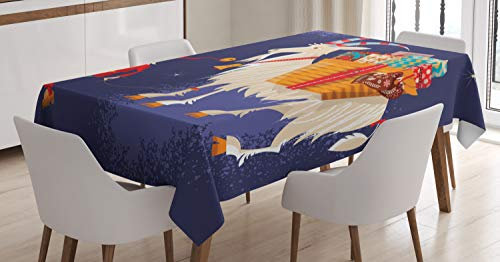 ABAKUHAUS skandinavisch Tischdecke, Weihnachtsfigur vorhanden, Für den Inn und Outdoor Bereich geeignet Waschbar Druck Klar Kein Verblassen, 140 x 170 cm, Mehrfarbig