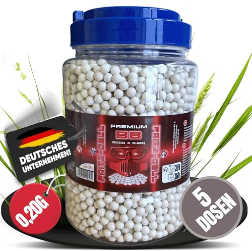 Fritz-Cell Airsoft BBS 6 mm Softair Kugeln 0,12 g – 5 x 5000 Stück
