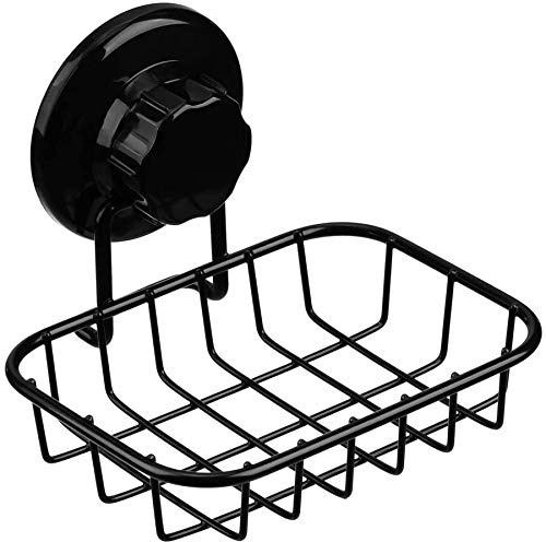 ARCCI Seifenschale mit Saugnapf seifenhalter für Dusche Badezimmer für Dusche, Bad, Badewanne und Küchenspüle - rostfreier Edelstahl (Schwarz)