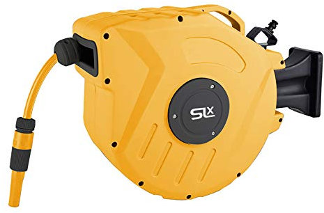 Garden Hose Pipe, 20M, Wall Mounted Hose Reel, Auto Retractable Hose Pipe, Portable 180° Swivel 2-in-1 Jet or Spray, Auto Locking System, Garden Hose Spray Gun