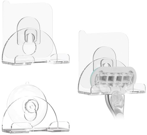 Linkidea Soporte para maquinilla de afeitar (paquete de 3), con ventosa y adhesivo para montaje en pared. Compatible con Fusion 5, ProGlide Shield, Vector 3 y Sensor 3