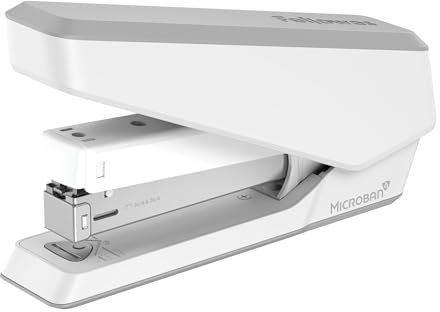 Fellowes Tacker LX850 Easy-Press Hefter mit Microban Technologie - 25 Blatt Kapazität - Vollstreifen Heftgerät für 24/6mm und 26/6mm Hefklammern - Weiß - 1 Stück