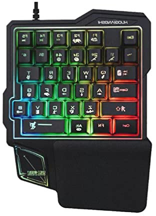 UNF G101 Keyboard One-Handed 35-Key Wired Luminous Phone Gaming Keyboard for Office & E-Sports, Ergonomic Hand Rest, Compact, Ambidextrous