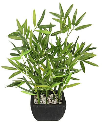 Flair Flower Planta de bambú Artificial en Cuenco con Piedras Decorativas, Planta de citronela, Planta Artificial, árbol de habitación, Hierba asiática