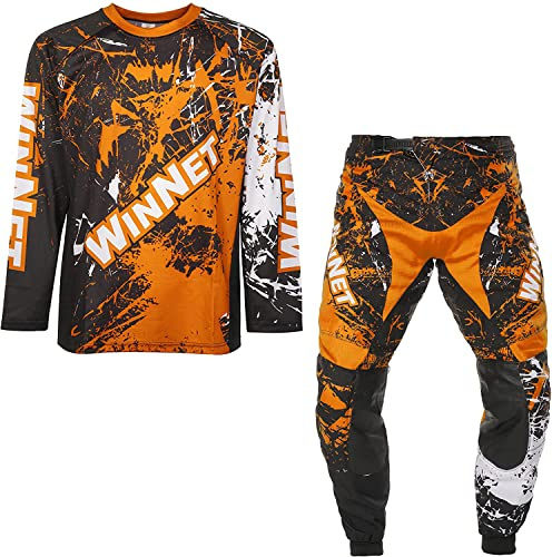 WinNet Completino per Mini Moto Cross da Bambino (Arancione, 4 Anni)