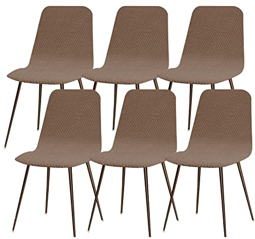 Lydevo Stuhlhussen 6er Esszimmer Strech Stuhlhussen für Esszimmerstühle Universal Waschbar Bezug Stuhlhussen Skandinavisch Stuhlüberzug für Küchenstühle Hotel Bankett,Diagonal#Kamel