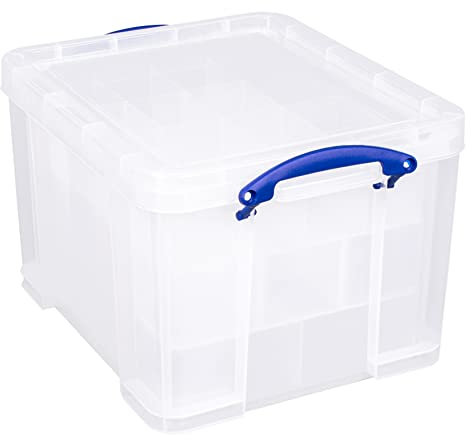 Really Useful Box Aufbewahrungsbox aus Kunststoff, 35 l, transparent mit 3 Ablagen