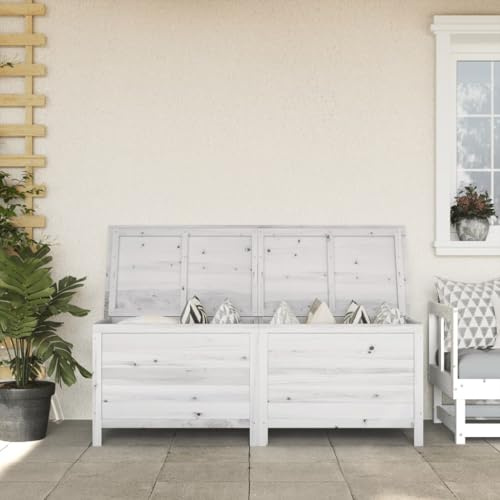 LAPOOH Arcón de jardín Madera Maciza Abeto Blanco 150x50x56,5 cm, Arco Jardin Exterior, Rosal Trepador, Arco Boda, Arco para Plantas Trepadoras, Arco Flores