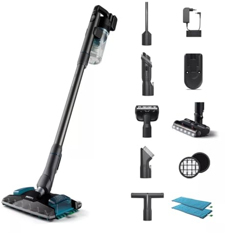 Philips XC8057/01 Aqua Plus kabelloser Staubsauger Serie 8000, bis zu 80 Minuten Laufzeit, Nass- und Trockenbetrieb