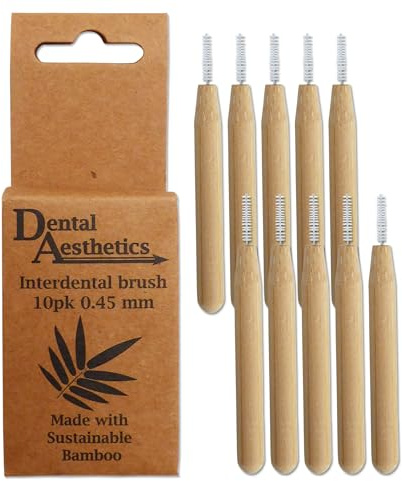 Cepillos interdentales de bambú, mango de bambú, ecológicos, paquete de 10 (0.45 mm)