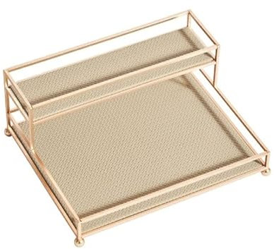 CASEGO Desktop Doppellagiges Kosmetik-Aufbewahrungsregal, offenes Design, klar auf einen Blick, einfach zu nehmen, geeignet für mehrere Szenen (C)