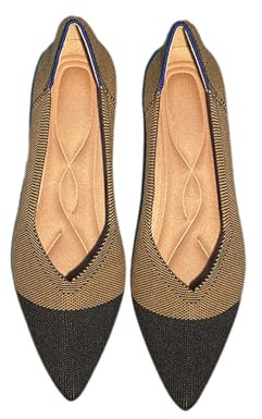 tinbarry Chaussures plates pour femmes ballerines chaussures bout pointu sans lacet chaussures habillées en tricot chaussures élégantes et confortables femme chaussures classiques