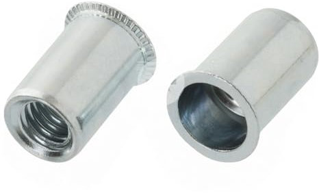 Rivet Nuts M5 x 11.5 mm with Reduced Flat Head, Rivet Nuts, Blind Rivet Nuts, Galvanised Steel - Pack of 25