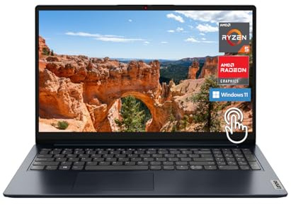 Lenovo Ideapad 1 Ordinateur portable, 15,6 FHD (1920 x 1080) IPS 300 nits, écran tactile, Ryzen 5 7520U, 8 Go RAM, 256 Go stockage, graphiques AMD Radeon, HDMI, Windows 11