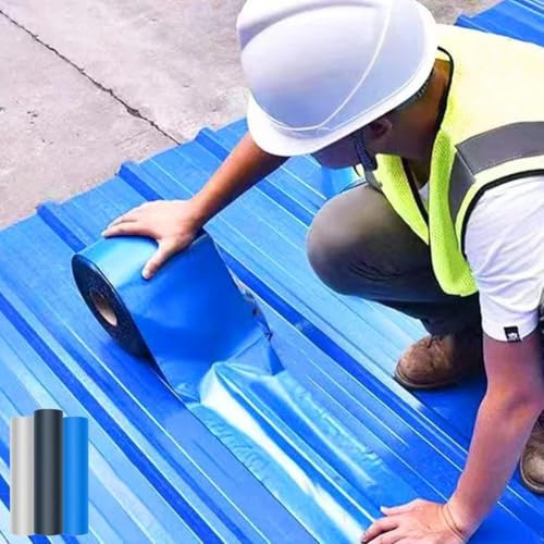 CWOQOCW Cinta adhesiva impermeable para techo y pared, no envejece fácilmente, propiedades de aislamiento térmico (azul, 20 cm x 5 m)
