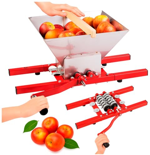 SUPERBUTELKI.PL Trituradora de frutas de 7 L en acero inoxidable con cuchillas de aluminio – Picadora manual para manzanas, peras, ciruelas y uvas – Ideal para sidra y vino.