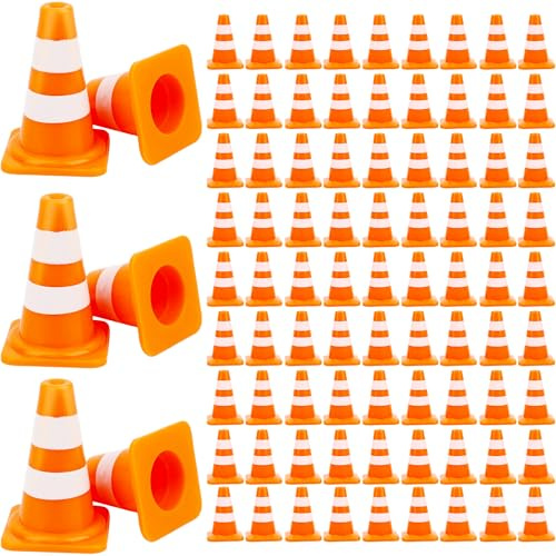 100 Stück Mini-Verkehrskegel aus Kunststoff, 2,5 cm, Orange, Baukegel, kleine Verkehrskegel für Sport, Straßenschilder, Baustellen, Themenpartys für den Innenbereich