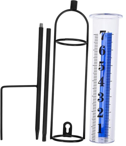 IWOWHERO Pluviometro Da Giardino Trasparente Con Supporto Strumento Di Misurazione Della Precipitazione Per Esterni Design Decorativo e Misurazione Precisa