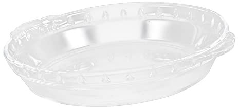 Ciieeo Bandeja Para Hornear De Vidrio Redonda De 9 Pulgadas Asas Dobles, Apta Para Microondas y Horno, Para Tartas, Pasteles