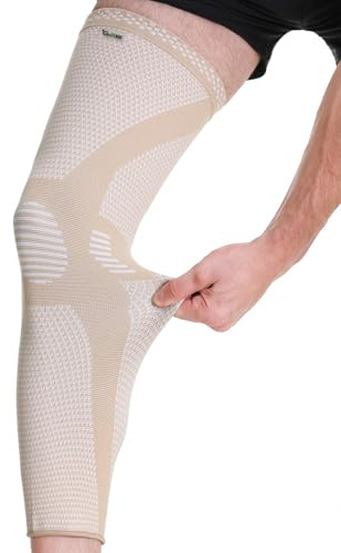 Neotech Care - Ben/knästöd - stickat bambufibertyg - elastisk och andningsaktiv - medium kompression (Beige färg, Storlek L, 1 enhet)