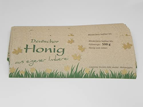 2x100 Etiketten  Natur  f. 500 g Glas beige naßklebend Honiggläser Imker Honigglasetiketten Honigetiketten