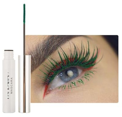 Ultra Fine Waterproof Rímel de pestañas largas, resistente al agua, pincel fino de pestañas verdes, máscara de pestañas verde de larga duración con fibra de seda, no grumosa (07 verde, fina)