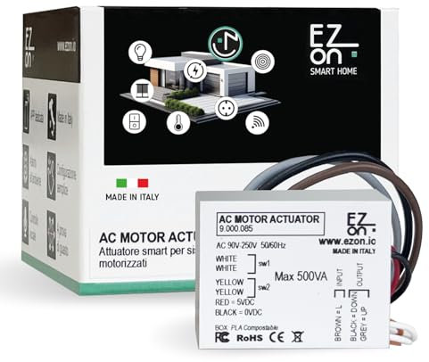 Modulo di comando smart per Tapparelle Elettriche, Controllo Remoto con App ezon.io, Controllo Vocale con Alexa e Google Home, Automatizza Sistemi di Oscuramento e Tende