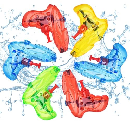 Gemdoit 6 Stück Wasserpistole Klein – Mini Wasserpistolen für Kinder, Robuste Spielzeug Wasserpistolen für Unbeschwerte Spiele, Kleine Bunte Spritzpistole Spielzeug für Garten, Strand & Pool Party