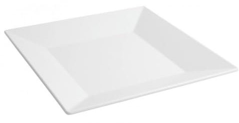 Set de 4 assiettes creuses carrées LEA, plat à soupe pâtes desserts en porcelaine blanche - Dimension: 35,8 x 35,8 x 4,4 cm