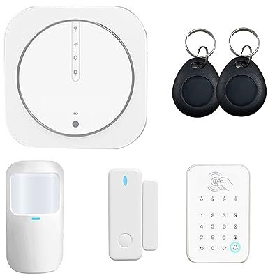 Système de sécurité domestique Kit de système d'alarme, Protection de sécurité à domicile, étiquettes de Support, sirène sans fil, télécommande avec application(Kit1)