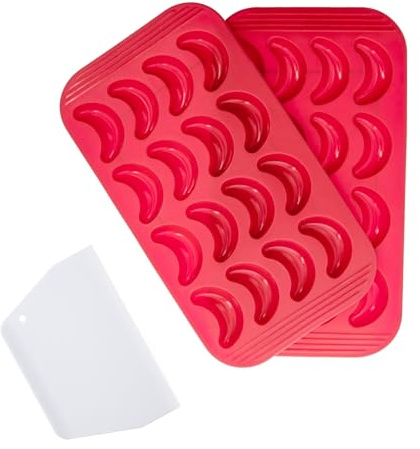 Coolinato Vanille Kipferl Backform 2-tlg. – Silikonform für 32 Kipferl inkl. Spachtel – lebensmittelecht, BPA-frei, antihaftend, spülmaschinengeeignet, -40 bis +230 °C