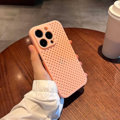 Custodia in silicone morbido traspirante e rinfrescante per iPhone 16, 15, 14, 13, 12, 11, XS Max, Mini, X, XR, 6S, 8, 7, custodia ultrasottile con dissipazione del calore, rosa, per iPhone 15 Pro