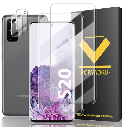 2 Stück für Samsung Galaxy S20 Panzer Schutz Glas Folie, 2 Stück Linsenfolie Schutz, Fingerabdruck-ID Unterstützen, 9H Härte, HD Displayfolie