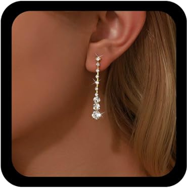 Allereya Boucles D'oreilles Longues En Cristal Boucles D'oreilles Pendantes En Strass En Strass En Chaîne Mariage Chandeliers Bijoux Pendants Pour Femmes