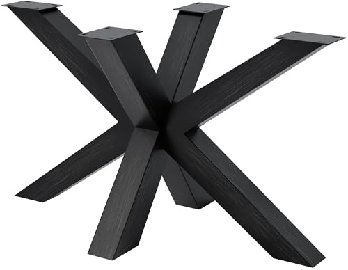 CLP Pieds de Table en métal Noir Table de Salle à Manger Harlan, revêtu par Poudre, particulièrement Stable jusqu'à 300 kg, Couleur:Noir Industriel, Taille:120x68x71 cm