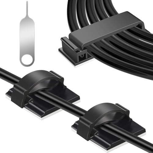 SZFUDIGO Soporte para cables autoadhesivo, color negro, 126 unidades, soporte para cables, clips para cables, luces de hadas, adecuado para coche, hogar y gestión de cables para escritorio
