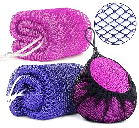 2 Pack African Net Sponge Exfoliating Body Scrubber Bath Sponge for Daily Use (Navy Blue+Indigo)
