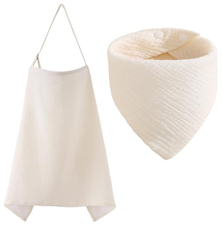 JYXNU Couverture Allaitement Bébé et Serviette de Salive, Couvertures d'allaitement, Tablier Allaitement Bebe, Cache Allaitement Écharpe pour Mamans, Coton Douce Respirante Ajustable(abricot)