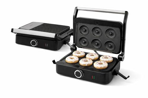 Syntrox SM-1000W Toledo Donut Maker elektrisch – Donut-Maschine mit Antihaft-Donutplatten – Mini Donuts schnell backen – stufenlose Temperatureinstellung – kompakt für Küche & Haushalt