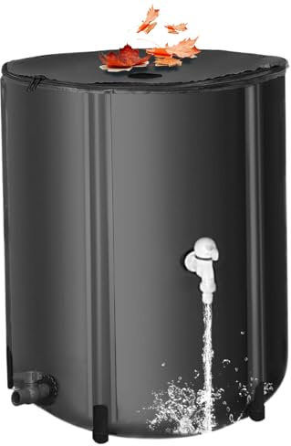 Pineeseatile regnvatten uppsamlingsfat 13 gallon regntunna UV-beständig hopfällbar med 2-vägs dragkedja, vattenfatsfångare från rännan