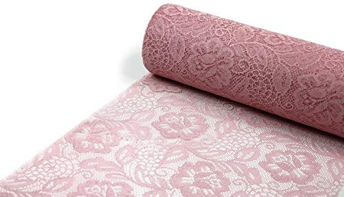SIZOLACE ® Rose (Spitzen -Optik, Tischläufer, Tischband) 30cm/5m. Blasses ROSA 3010