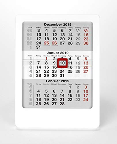 HiCuCo 3-Monats-Tischkalender für 2026 + 2027 + 2028 - Aufstellkalender - weiß - Vela - TypV