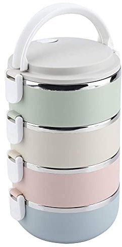 Fdit 4 Schichten Edelstahl Lunchbox, tragbare Lebensmittelbeh?lter Box f¨¹r Studenten B¨¹roangestellte (2800ml)