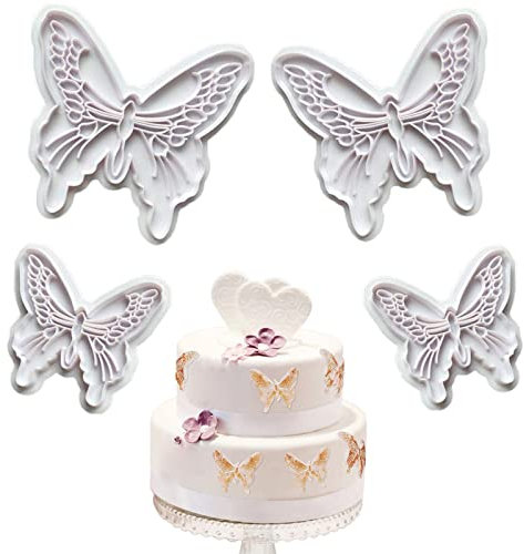 Molde Mariposa, 4 Piezas Cortador Plástico de La Torta de La Mariposa de La Categoría Alimenticia para La Torta, Magdalenas, Sugarcraft, Fondant, y Decoración de Los Artes