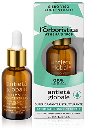 L'Erboristica Athena's - Siero Viso Acido Ialuronico 30 ml | Concentrato idratante, ristrutturante, antirughe e antietà