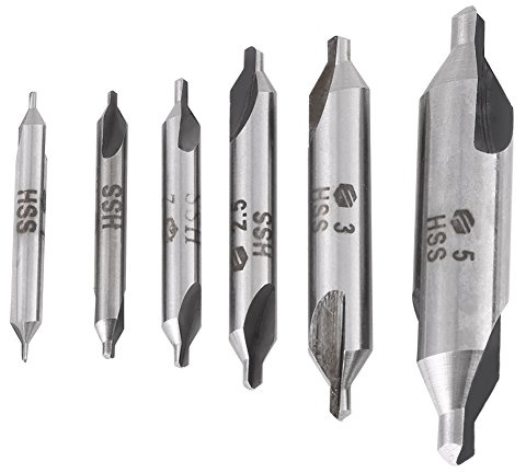 Goshyda Punte per Trapano Centrale Set Punte per centraggio, 6 Pezzi 1/1.5/2 / 2.5/3 / 5mm Punte per Trapano HSS 60 Gradi, per Lavorazione Ferro, Acciaio, Rame, Alluminio