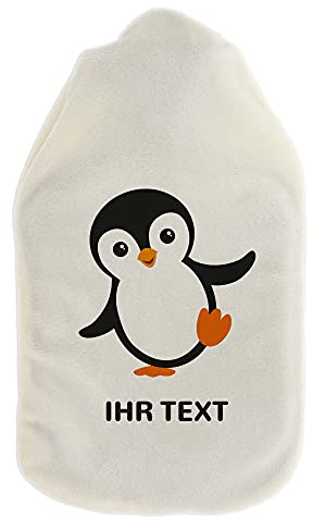 Wärmflasche Pinguin personalisiert, Bezug mit Namen, 800 ml | Pinguin Wärmflasche mit Wunschname – kühler Look, warme Füße, auch als Wärmekissen-Alternative