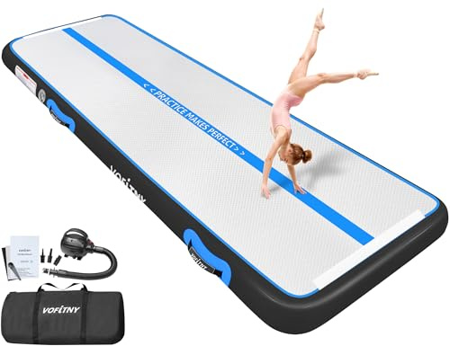 VOFiTNY Gymnastics Air Tumble Track Tumbling Track, Inflatable Gymnastics Training Mat with Electric Pump, Tumble Track for Home and Gym Use, Black Blue 3mx1mx0.1m