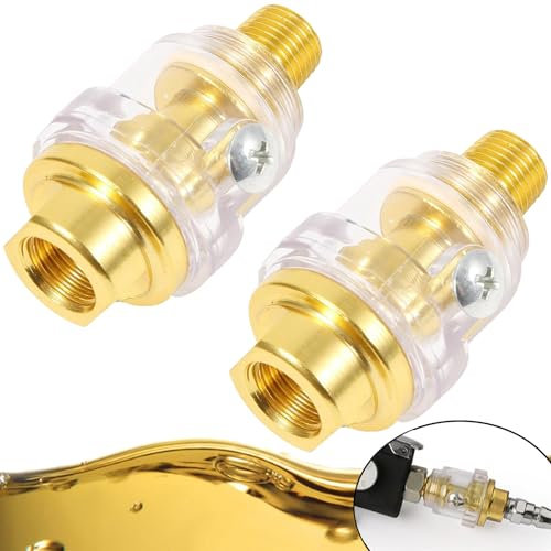 Mikqky 2 Pezzi Lubrificatore a Olio Oliatore, Mini Lubrificatore Per Compressore, Accessori Compressore, Oliatore Pneumatico, Per Utensile Pneumatico e Tubo Compressore Aria(Ottone)