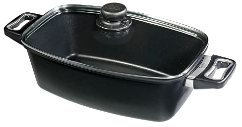 Bräter-Set Gundel Guss-Bräter mit Glasdeckel klein, INDUKTION, 33 x 21 cm, Höhe 11,5 cm, BIOTAN-Oberfläche, backofenfeste Griffe